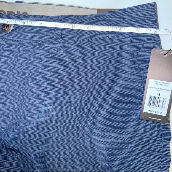 Adidas Men's Navy Herringbone Shorts - Picture 4 of 7